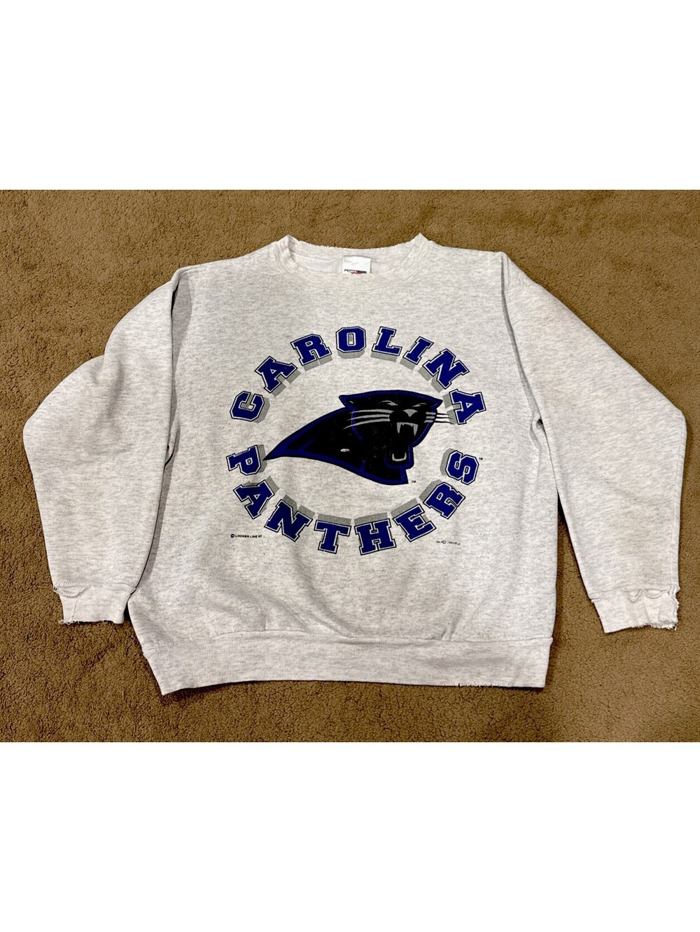 Vintage Carolina Panthers NFL Sweatshirt Distressed 90s Gray Mens USA
